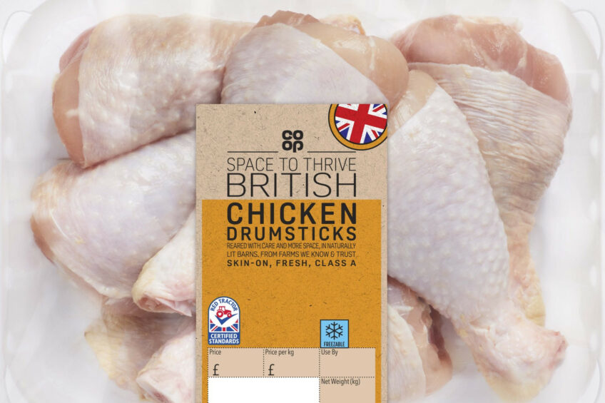 Co-op’s ‘Space to Thrive’ range, which sees chicken reared under welfare conditions that exceed the UK standards. Photo: Co-op